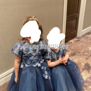 2 Beautiful Blue Custom by Zoe little girls Gowns for sale