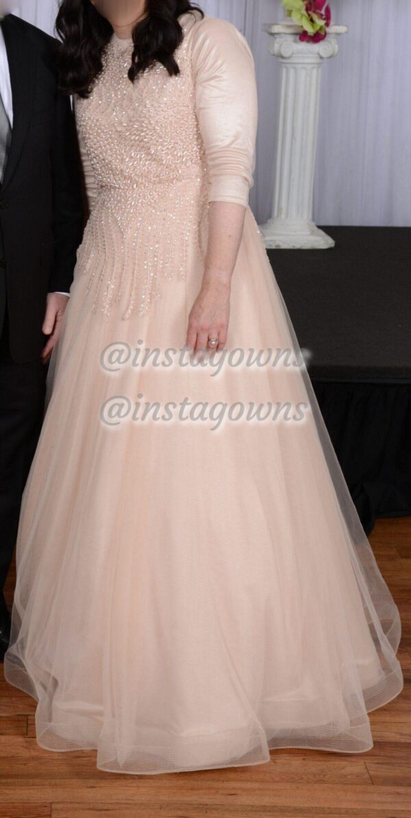 Exquisite Pink Partially beaded and tulle gown for sale