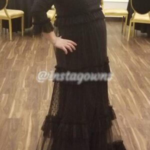 Custom Maternity Black Tulle Gown for Sale