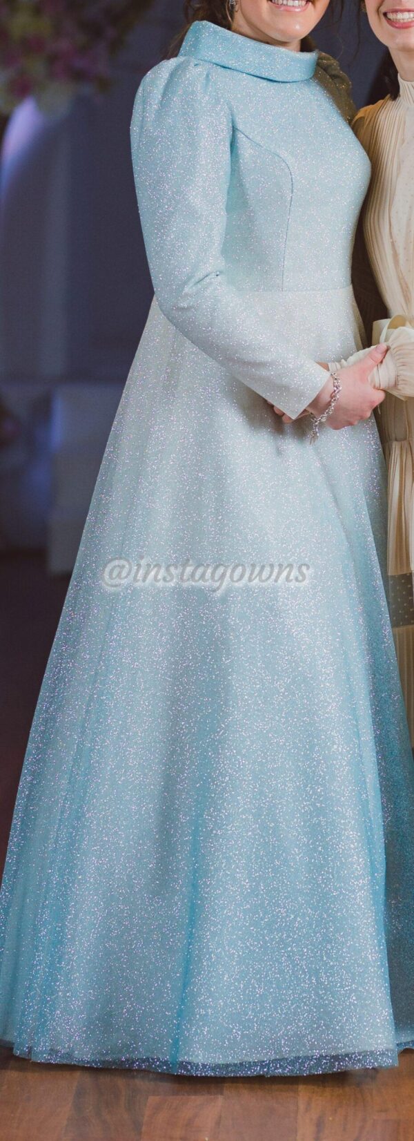 Light Blue Glittery Ombre Gown for sale