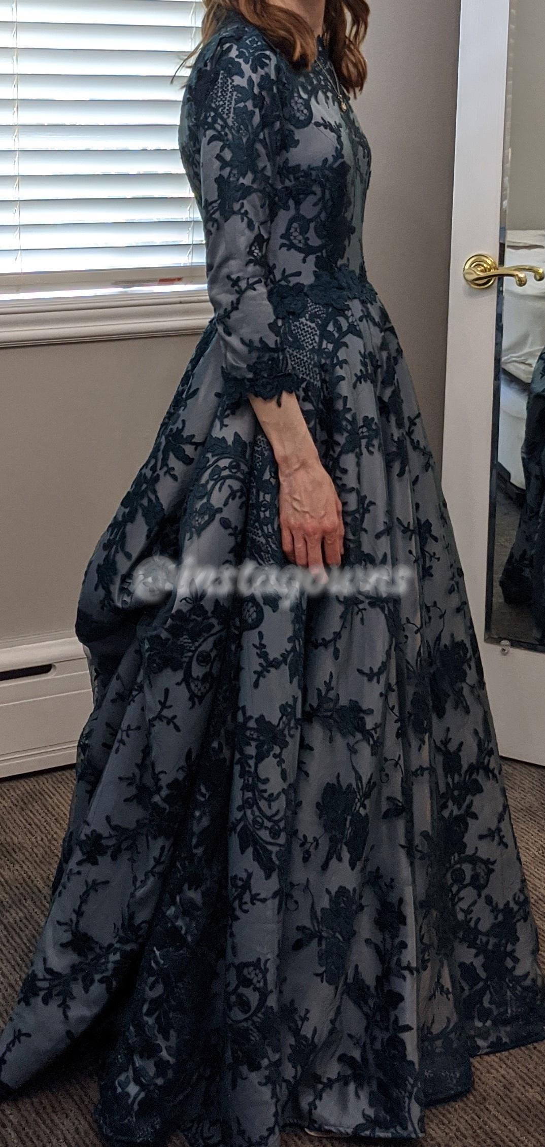 Elegant Teal Blue Miri Couture Gown for sale