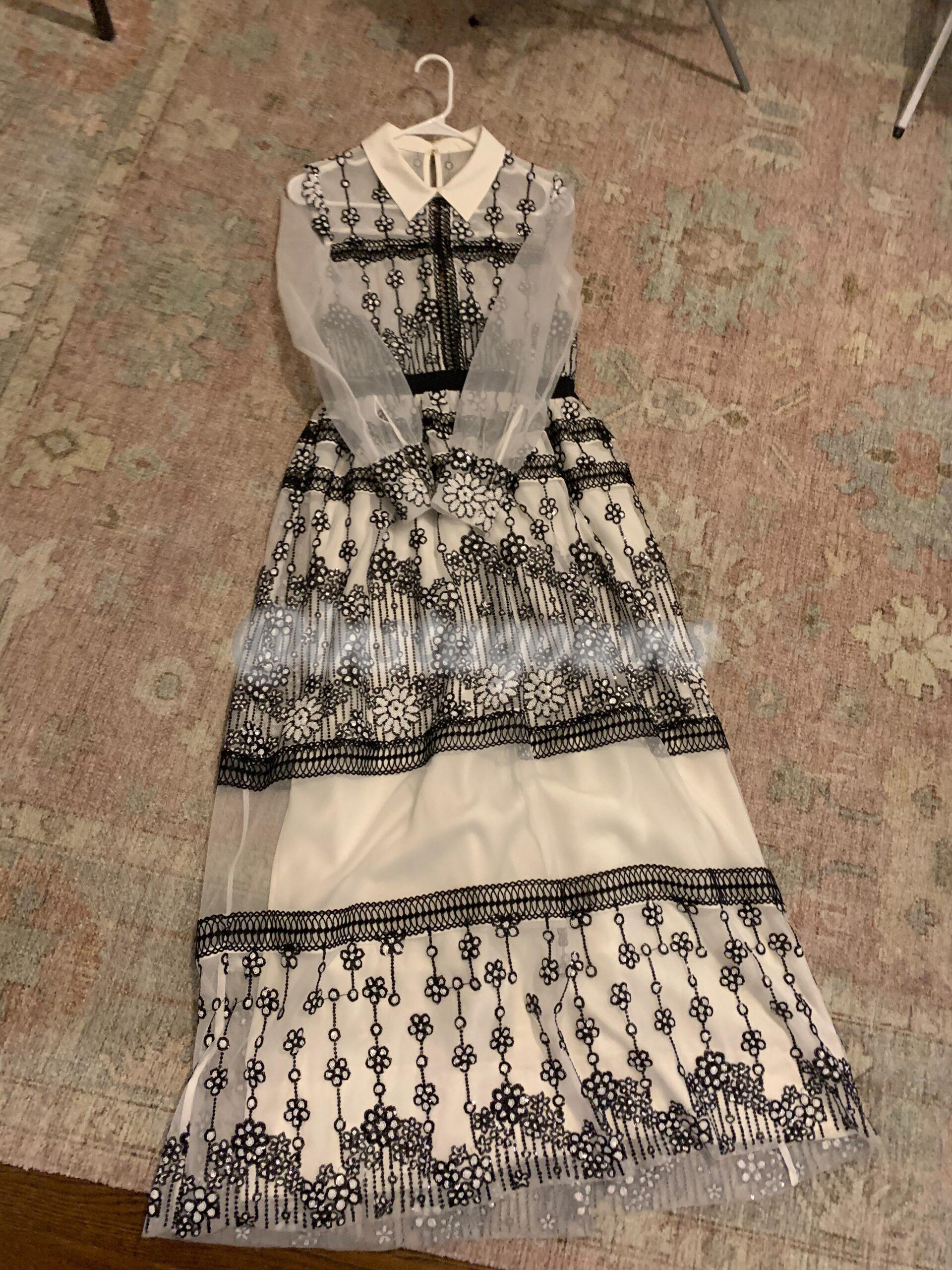 Self Portrait white w black details Gown for Sale