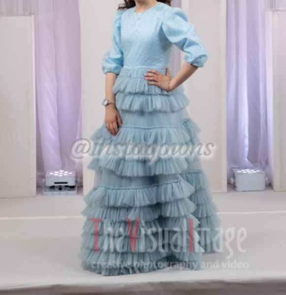 Custom teen Blue Gown for rent