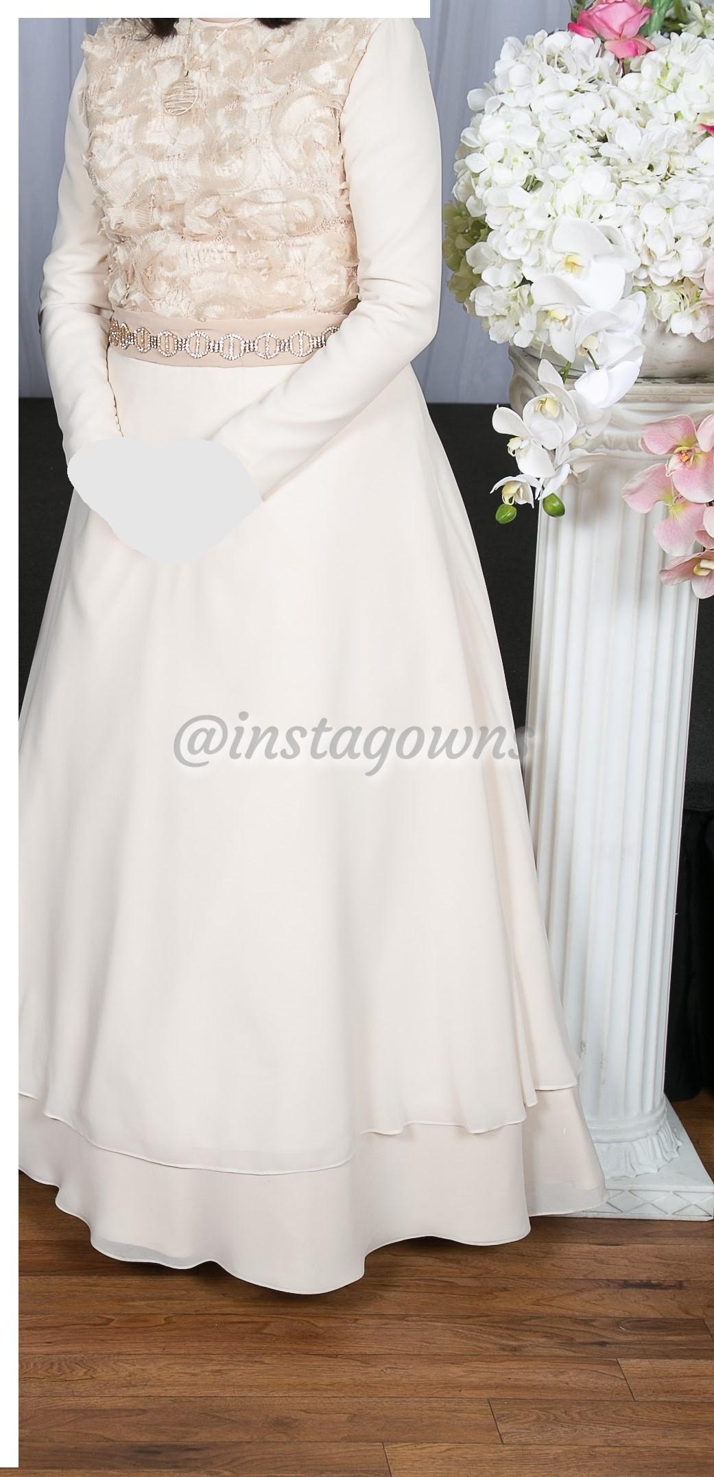 Ivory gold lace top Gown for sale