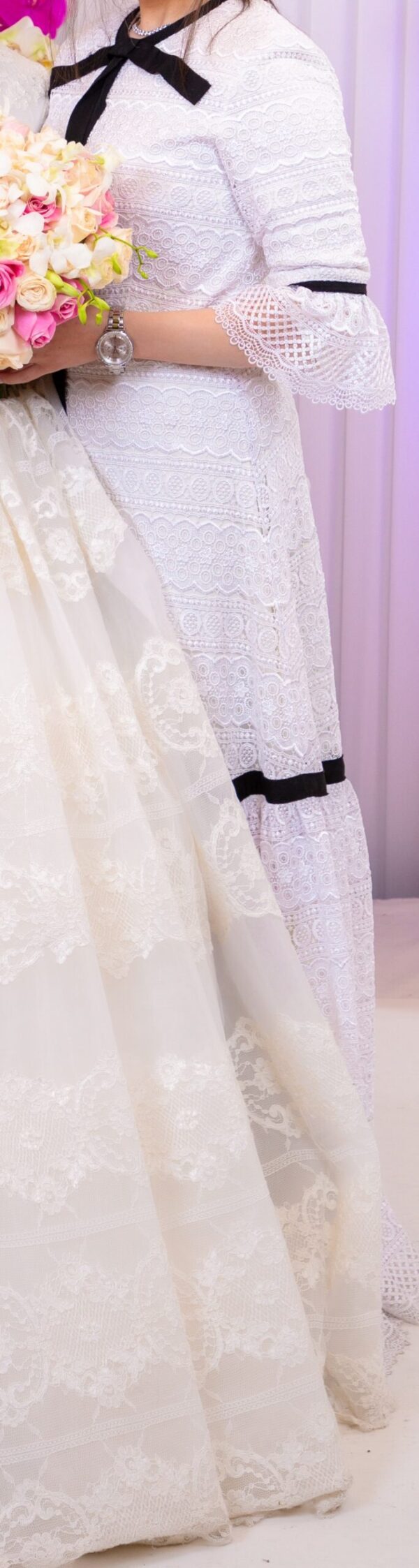 Exquisite white brocade Gown for sale