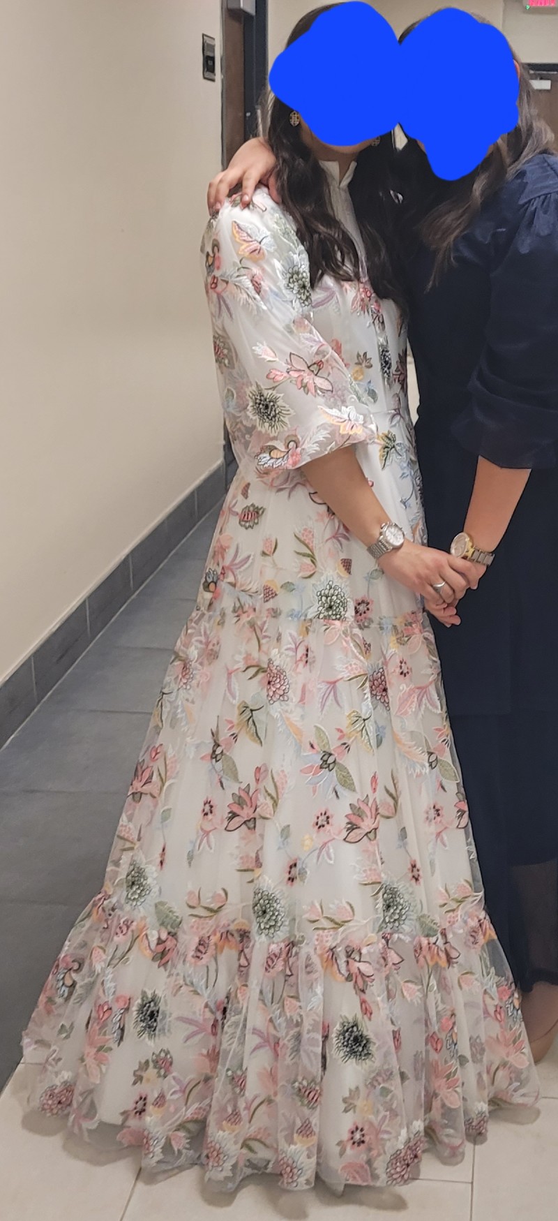 Beautiful Exquisite off white with embroidered flowers gown for sale