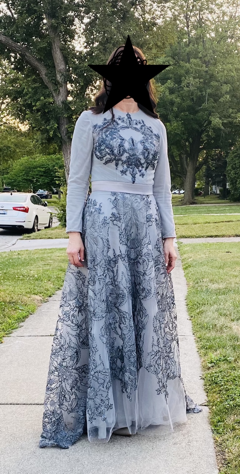 One of a Kind Gorgeous 100% Silk with Appliques and Partial Train Gown for sale