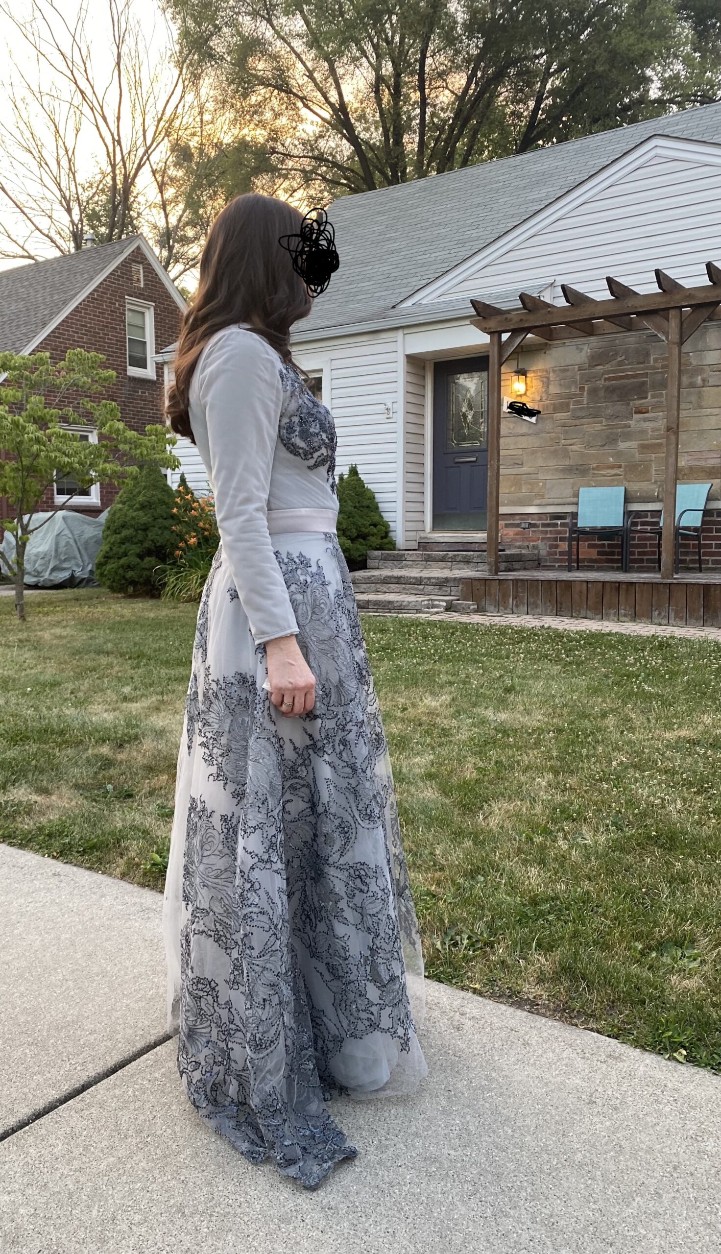 One of a Kind Gorgeous 100% Silk with Appliques and Partial Train Gown for sale