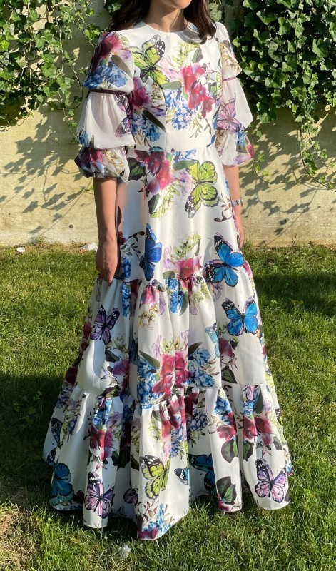 A Magnificent Floral Miri Couture with a 4D Design gown for sale or rent