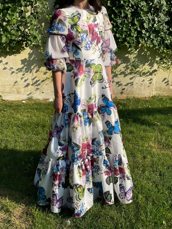 A Magnificent Floral Miri Couture with a 4D Design gown for sale or rent