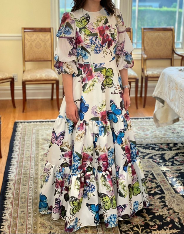 A Magnificent Floral Miri Couture with a 4D Design gown for sale or rent