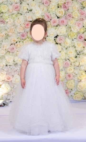 Zoe white tulle with pearls gown for size
