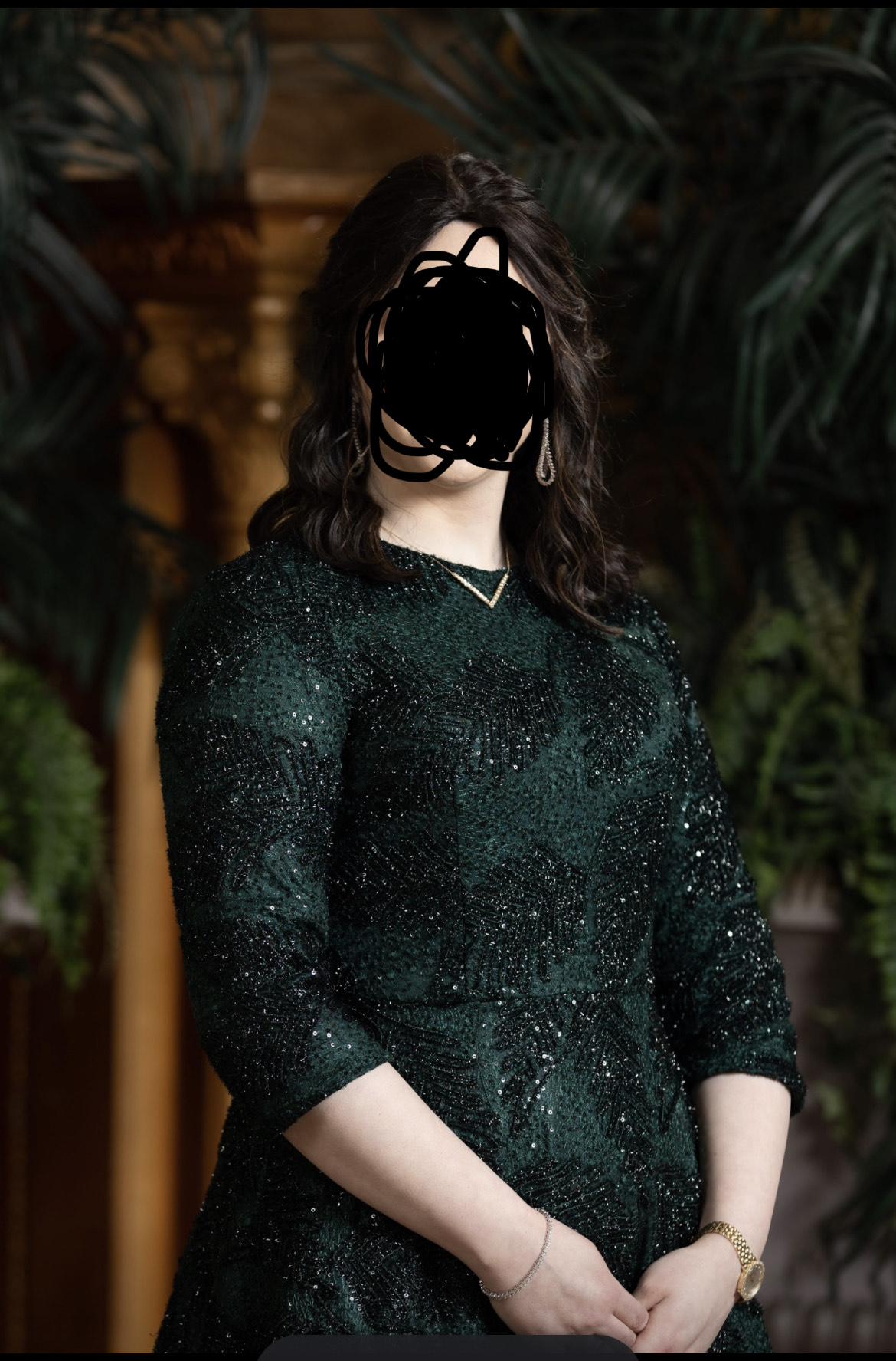 Beautiful beaded and lace rich green A-line dress for sale