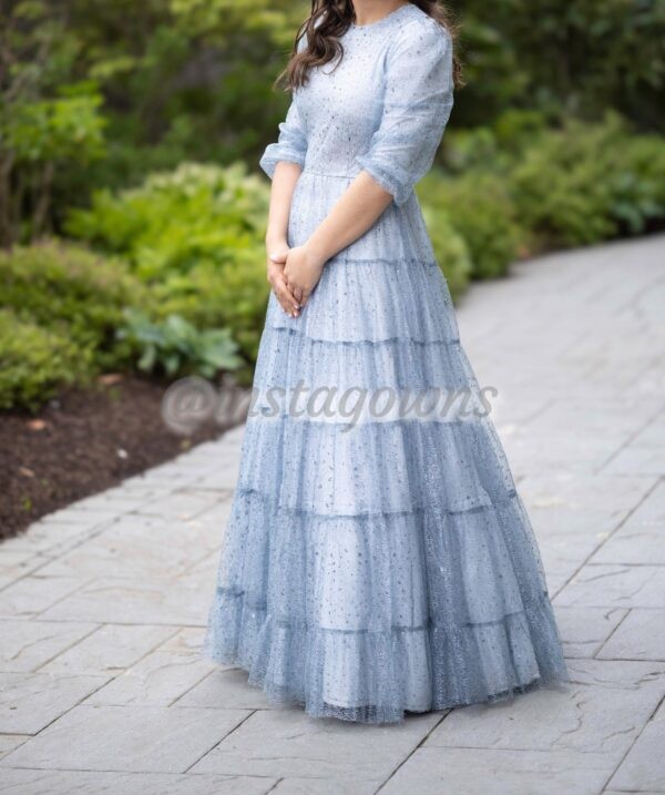 Light Blue Beautiful Shimmering Sparkly Gown For Rent