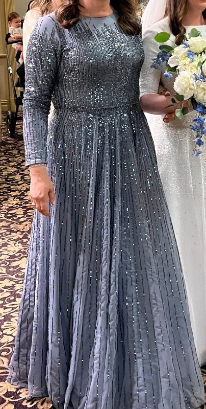 Elegant Raquel Couture blue mother of the bride gown for sale