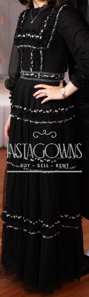 Beautiful Costarellos Black Tulle Gown for Rent