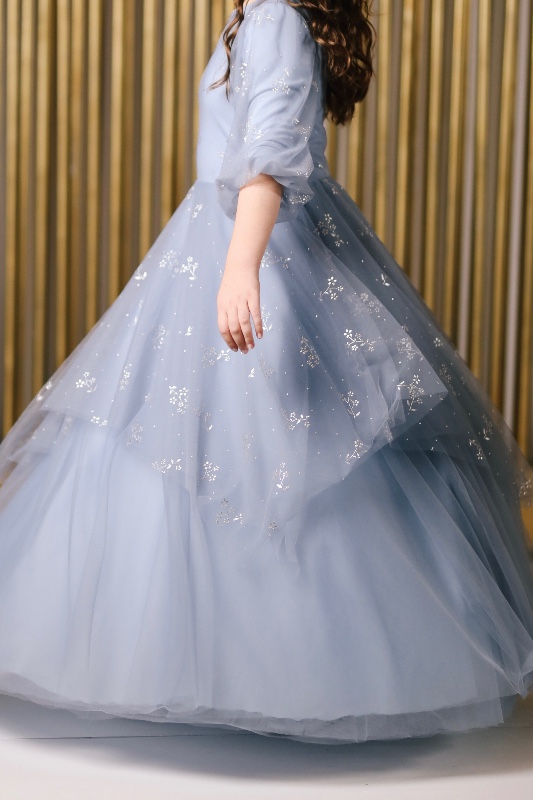 Beautiful Zoe semi custom light blue girls gown for sale