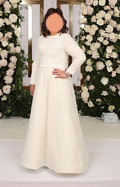 Beautiful Hass white Mother of the Bride gown for sale