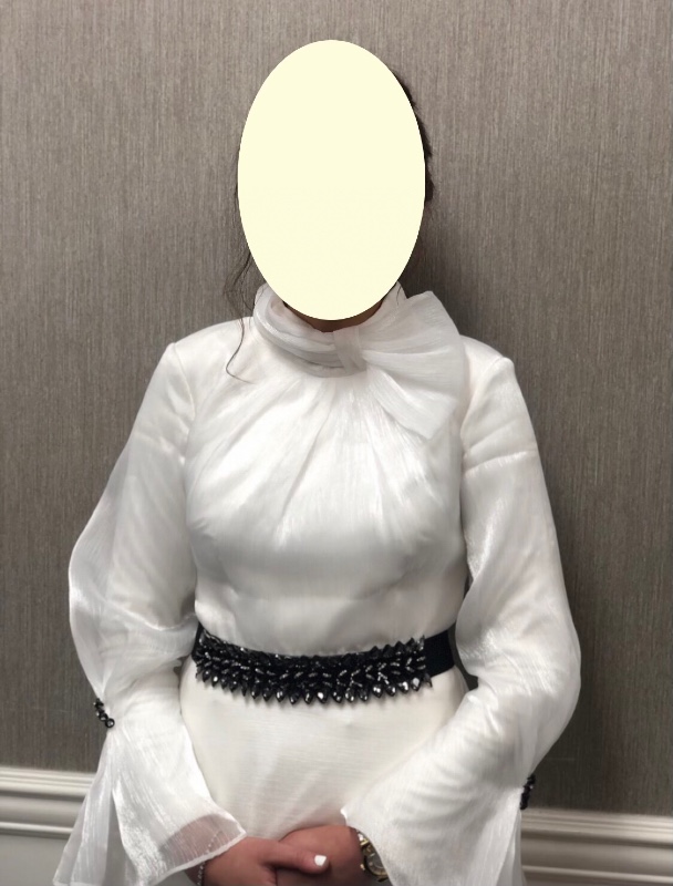 Beautiful White with Black Gown for Sale