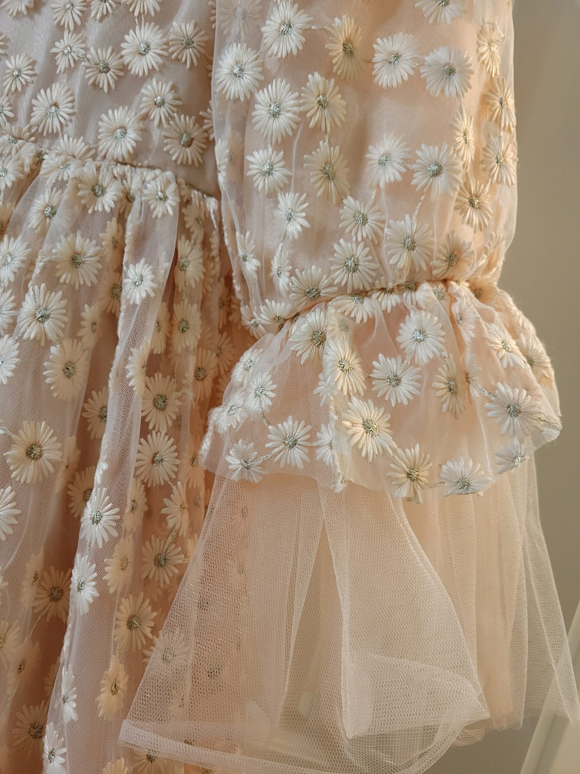 Magnificent custom girls pink embroidered tulle gown for sale