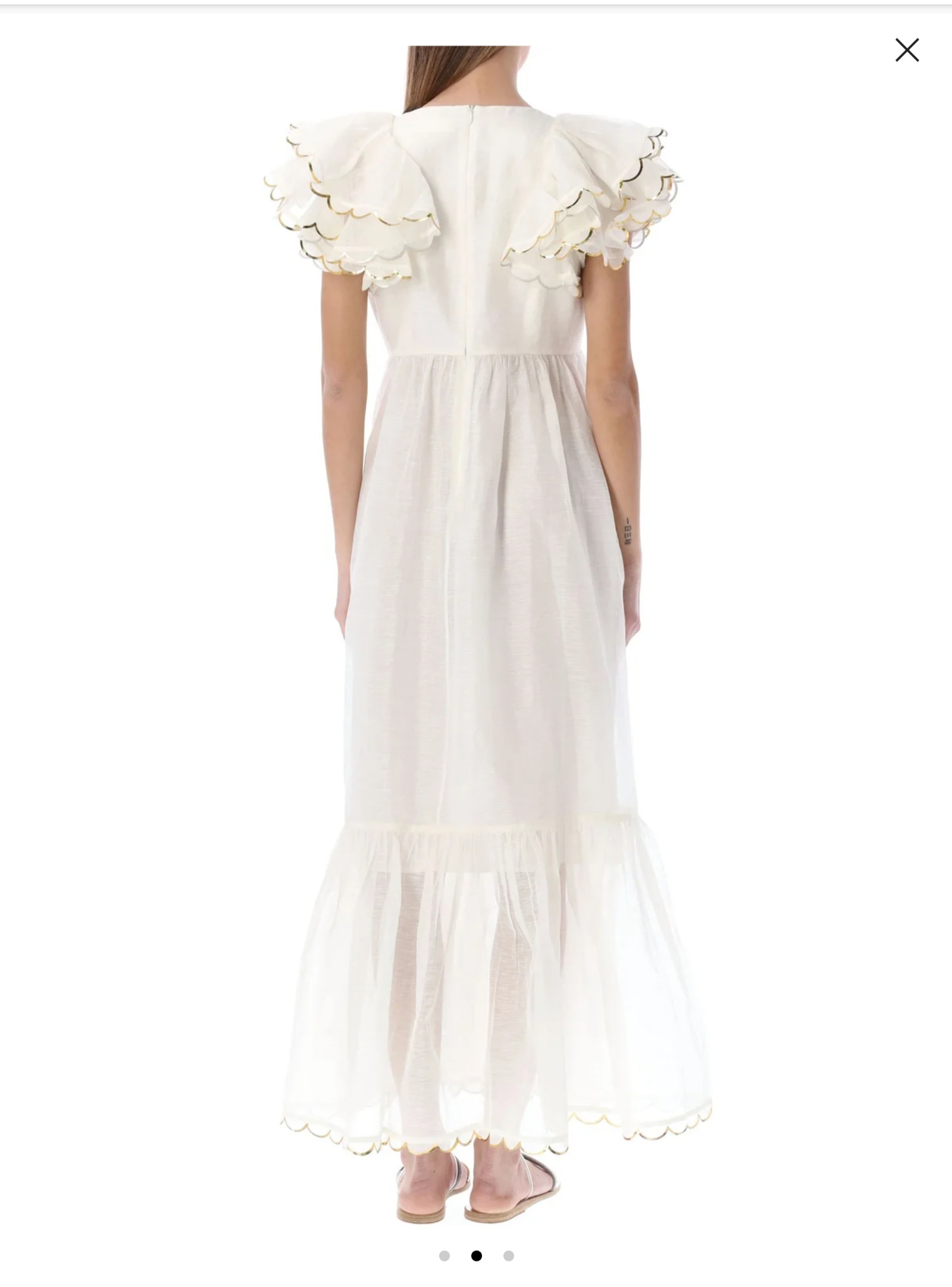Magnificent Zimmerman gown with gold edged statement sleeves for sale