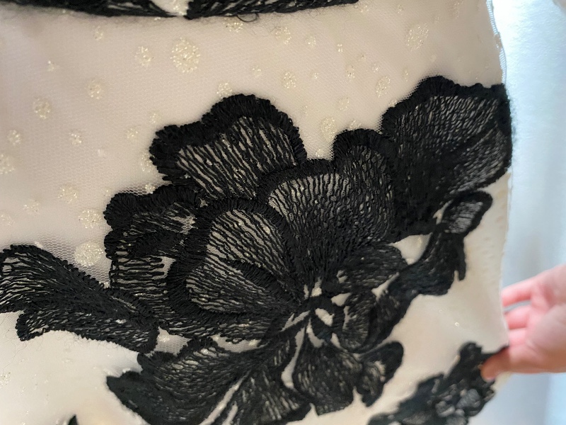 Gorgeous white with beautiful embroidered black flowers dress/gown/midi dress for Sale
