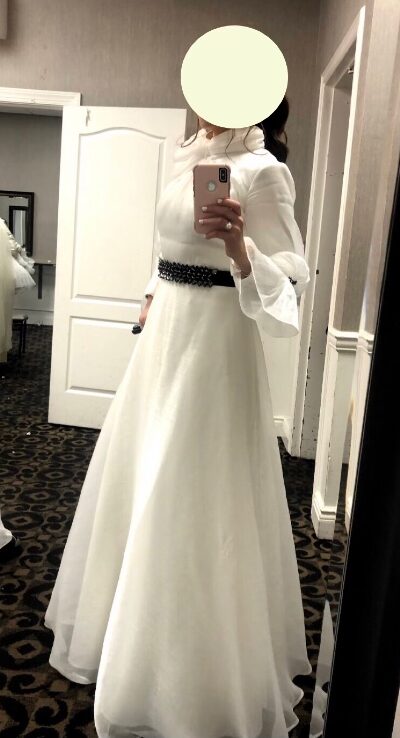 Beautiful White with Black Gown for Sale