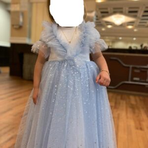 Adorable light blue Zoe semi custom little girl's gown for sale