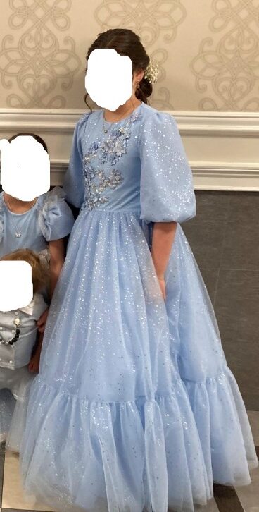 Light blue girls Zoe semi custom gown for sale