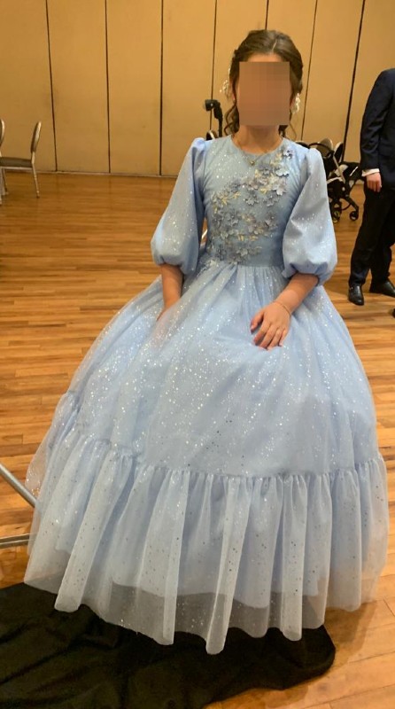 Light blue girls Zoe semi custom gown for sale