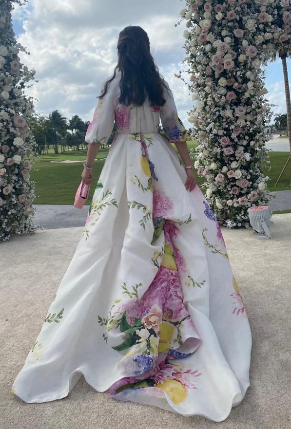 Stunning Monique L”hullier SS22 floral gown for sale