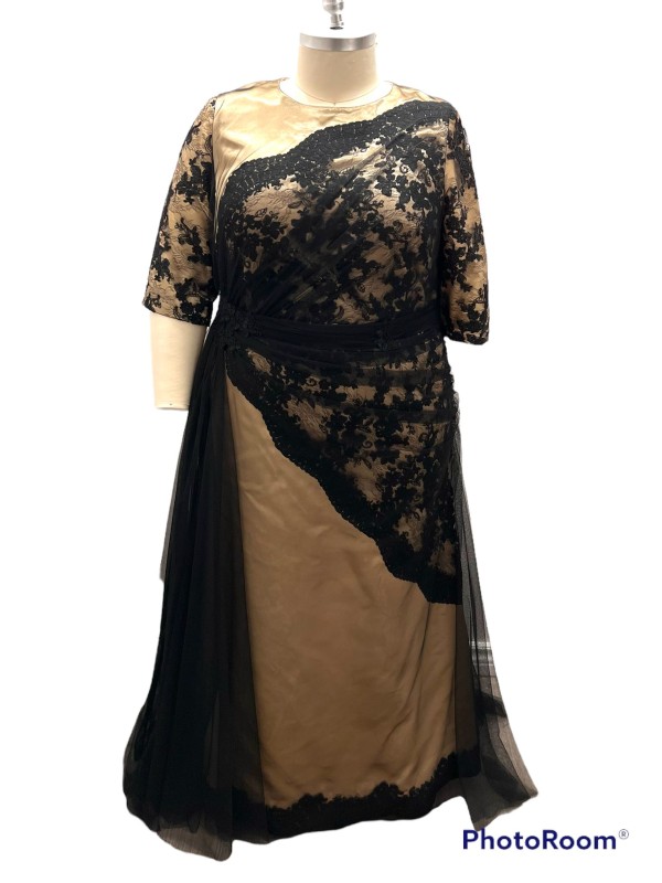 Elegant Custom Mother of the Bride Black and Gold Gown For Sale