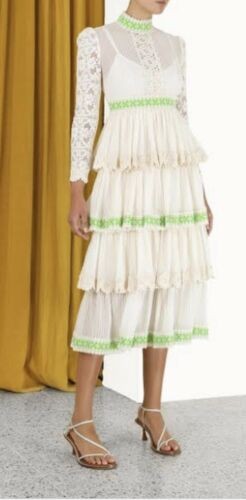 New with Tags Zimmermann Ivory Estelle Pintuck Midi Dress for Sale