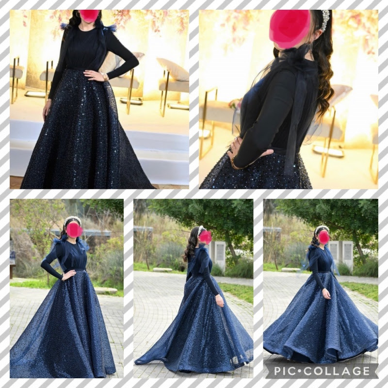 Elegant sister of the bride custom navy gown for sale