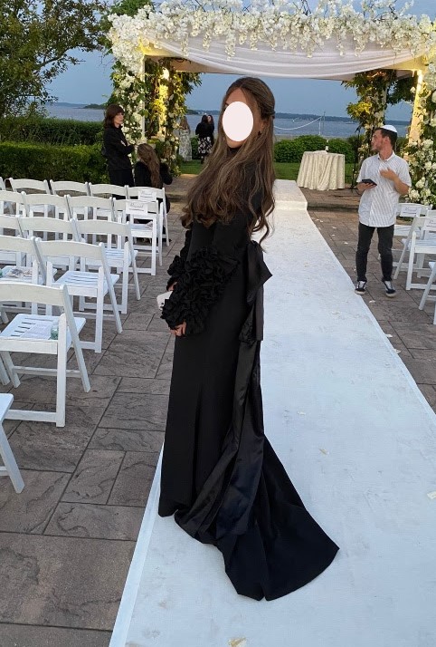 Beautiful Semi custom Black Raquel Couture high neck evening gown