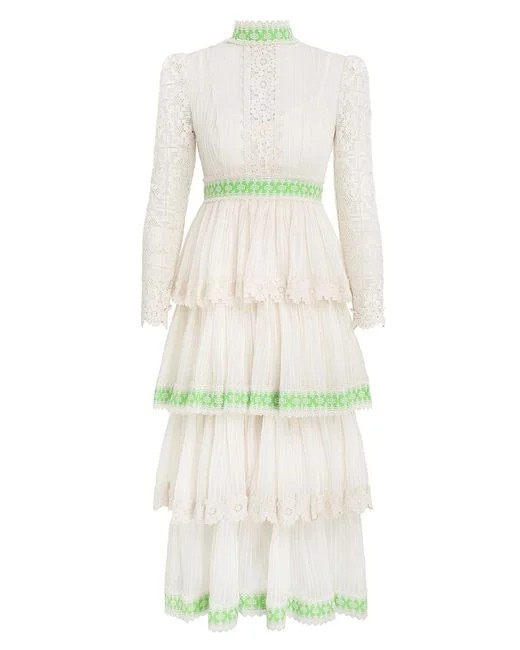New with Tags Zimmermann Ivory Estelle Pintuck Midi Dress for Sale