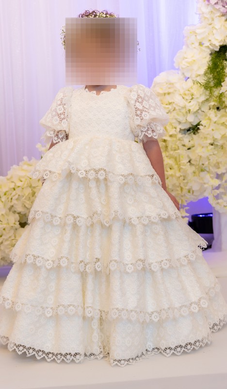 4 Magnificent Custom Victorian Vintage Cream/White/Ivory Children's Lace Gowns for Rent/Sale