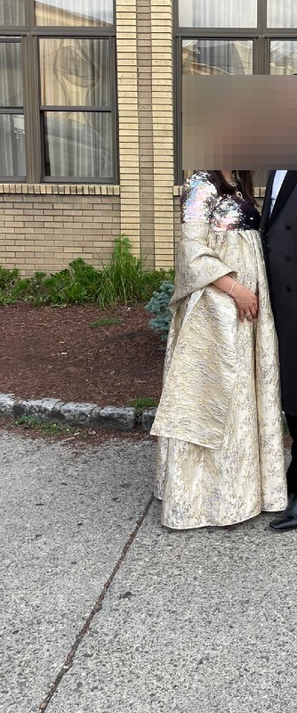 Designer gold maternity gown for sale