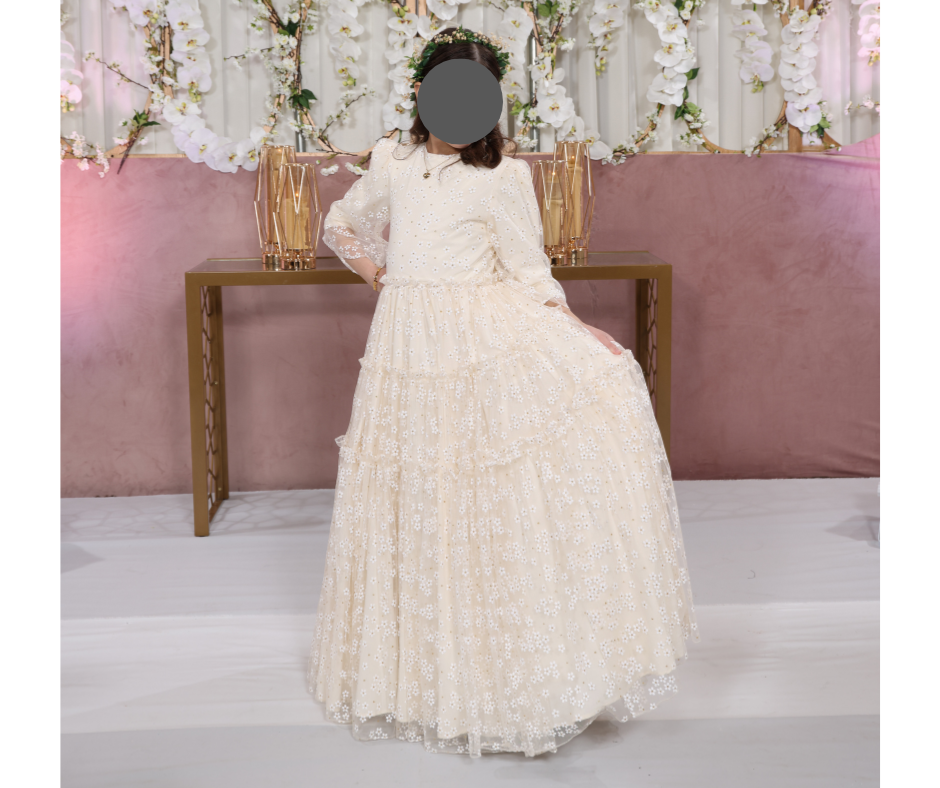 Four Exquisite Klade/Eloisa ivory girls gowns for sale