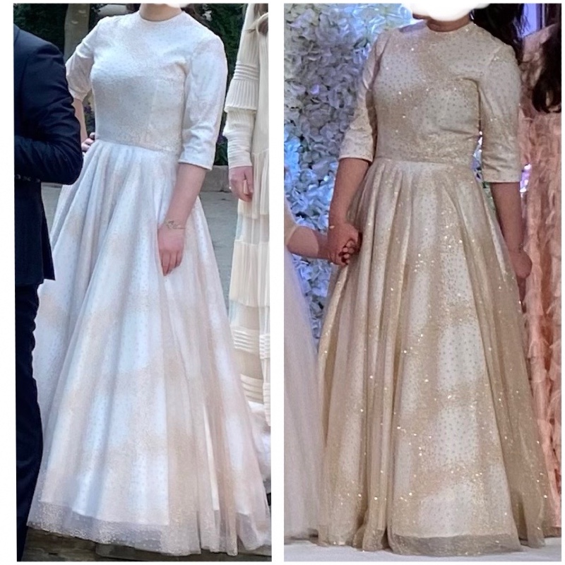 Beautiful sister of the bride cream and gold Exquisite gown for sale