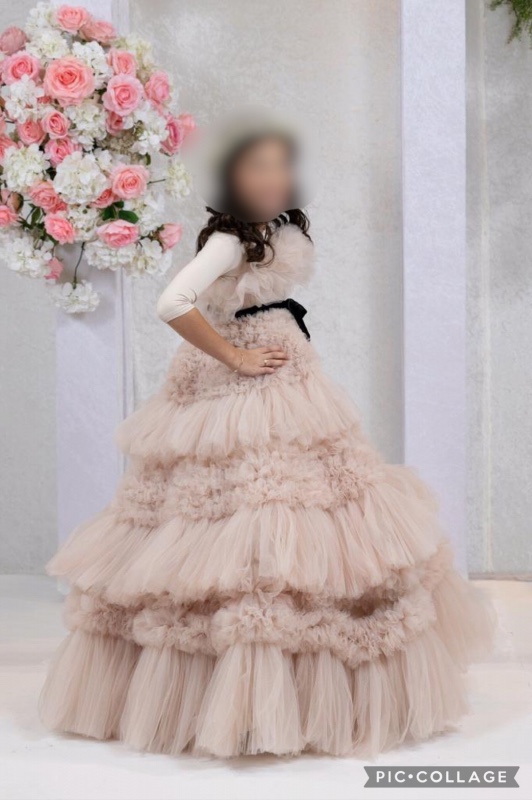 Beautiful custom blush tulle kids gown for sale
