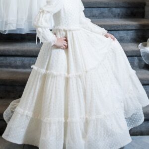 Magnificent custom ivory girl’s gown for rent/sale