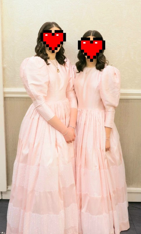 2 Matching Pink Custom-made Teenage Girls Gowns for Sale