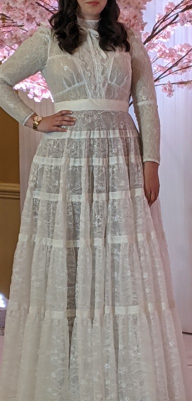 Winter White Lace Gown for sale