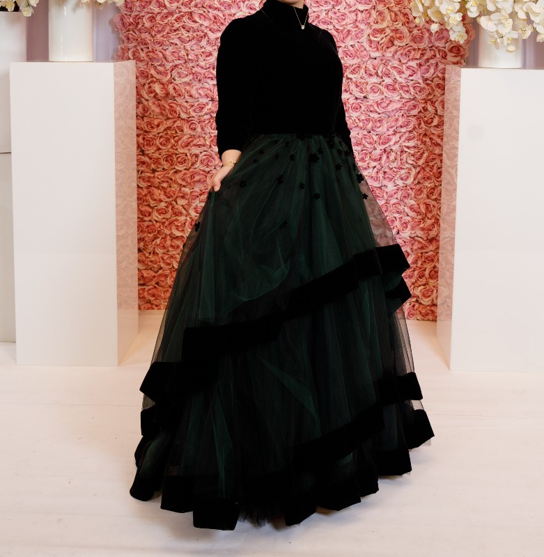 Custom Green and Black Sister Gown for sale