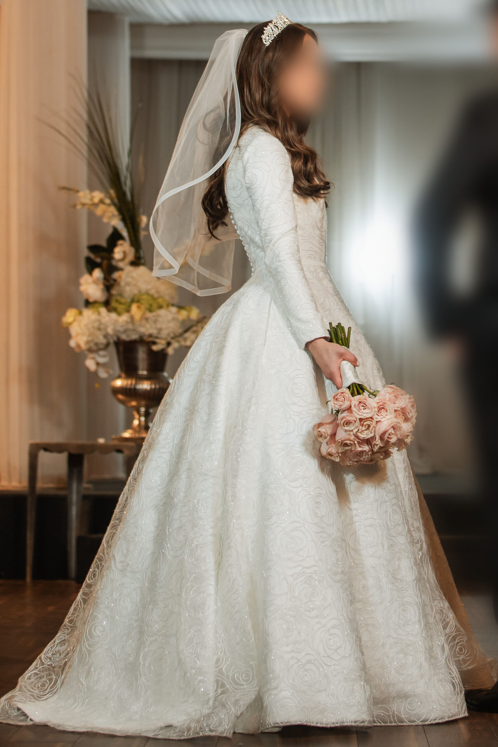 Gorgeous pure white bridal gown custom made by Paloma Blanca