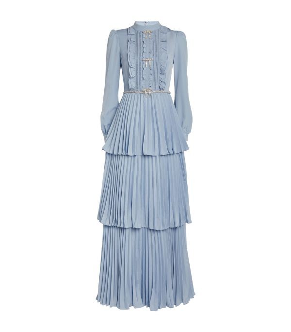 Elegant Designer Pink Label Dusty Blue Gown for Sale