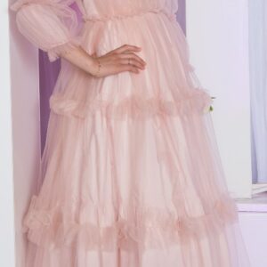 Pink custom tulle gown for sister of the bride for sale
