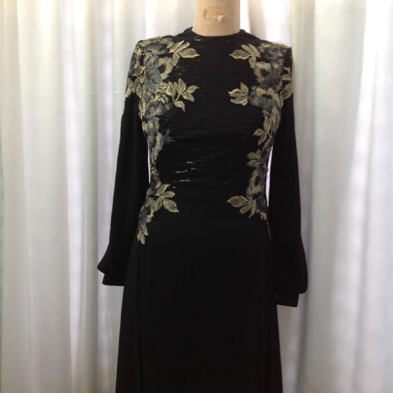 Mother of the bride black chiffon custom made gown for sale