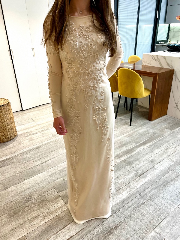 Beautiful hand sewn blush gown for Sale